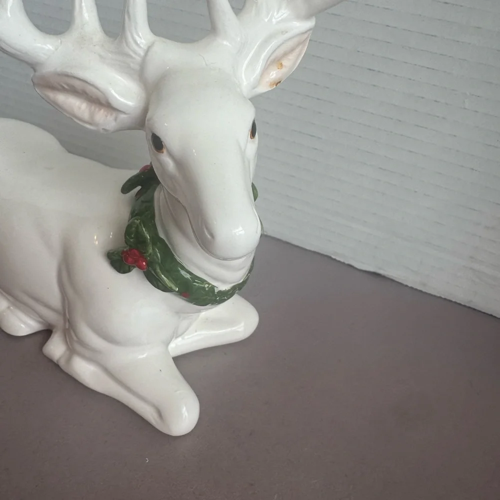 White Ceramic Reindeer Figurine
